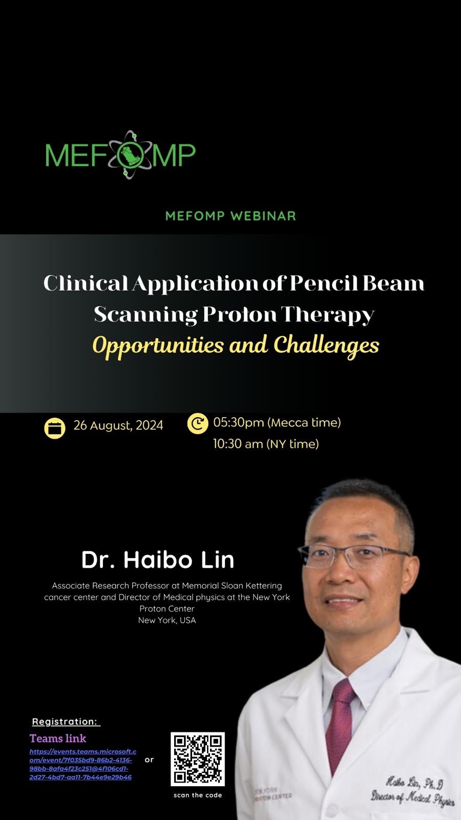 MEFOMP Webinar on "Clinical application of Pencil Beam Scanning Photon Therapy"